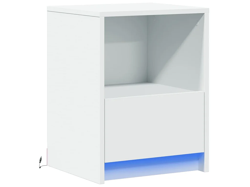 Armoire de chevet avec lumières LED blanc bois d'ingénierie