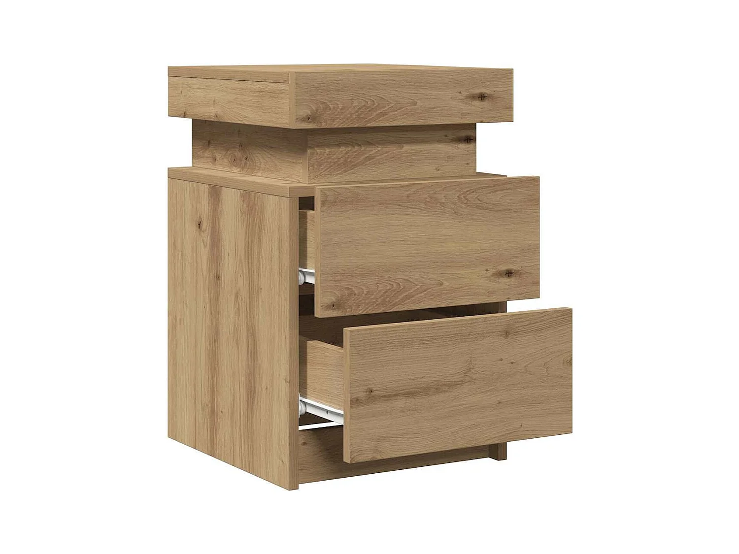 Table de chevet avec LED chêne artisanal bois d'ingénierie