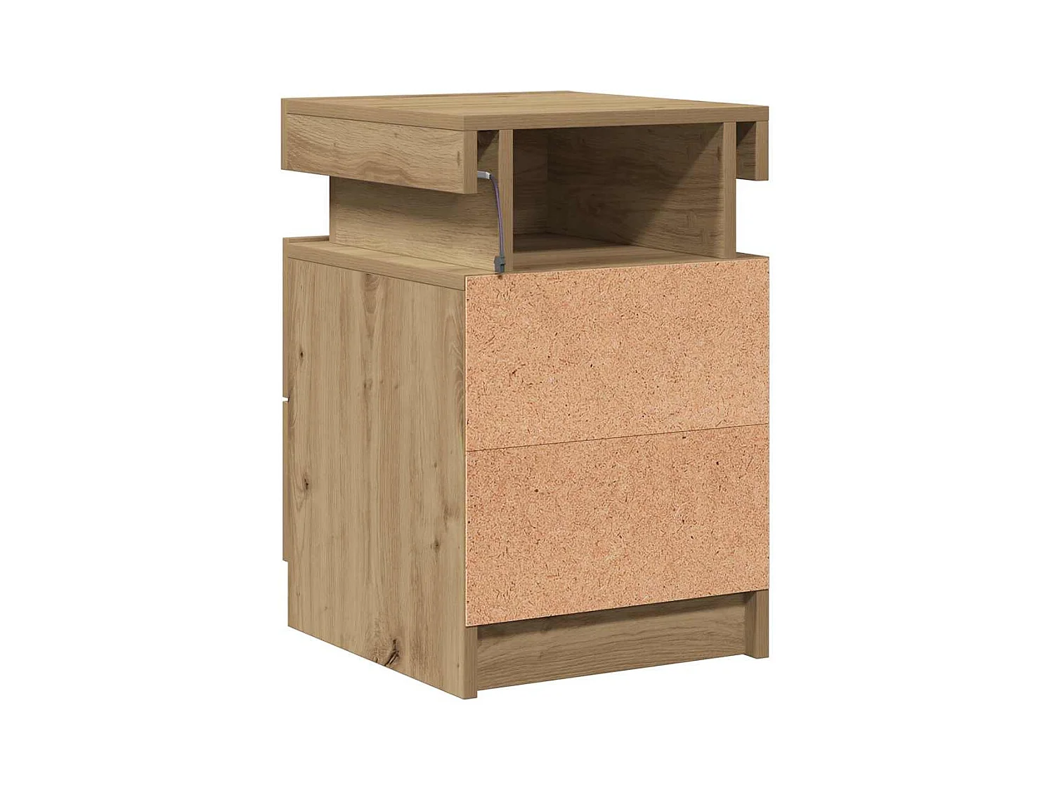 Table de chevet avec LED chêne artisanal bois d'ingénierie