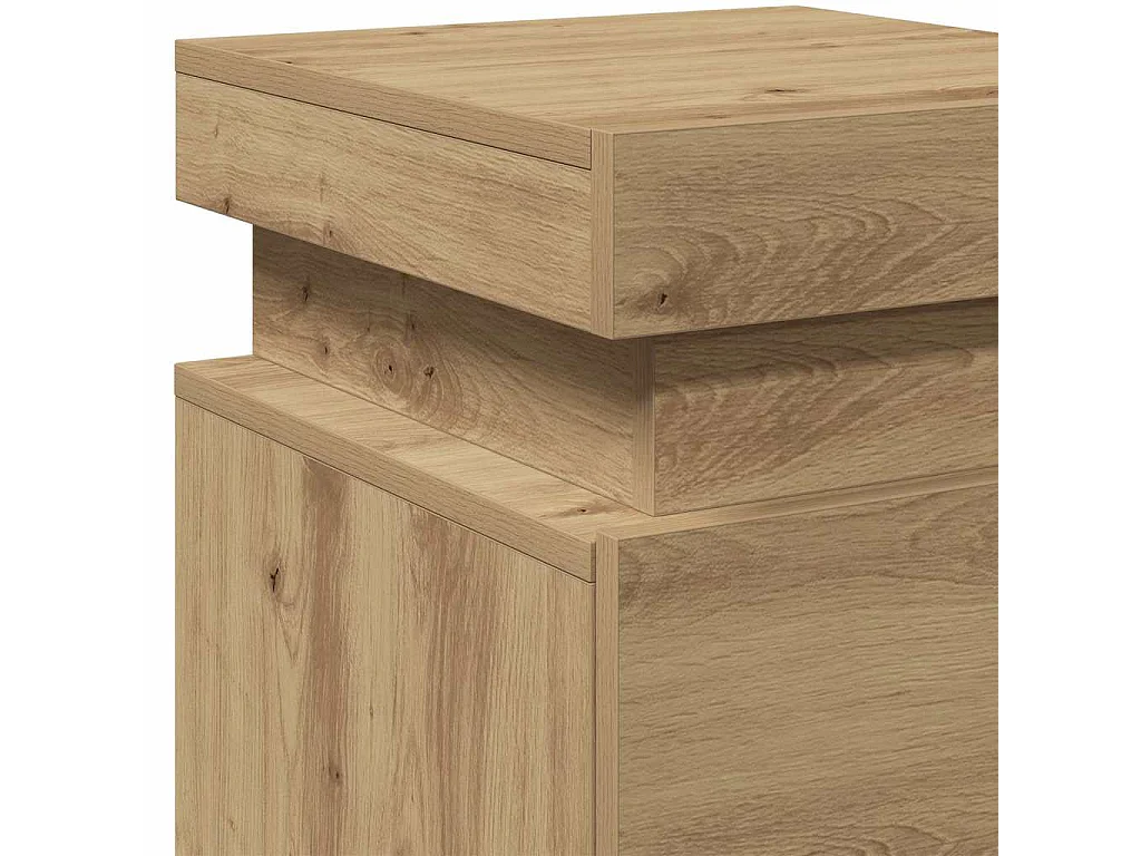 Table de chevet avec LED chêne artisanal bois d'ingénierie