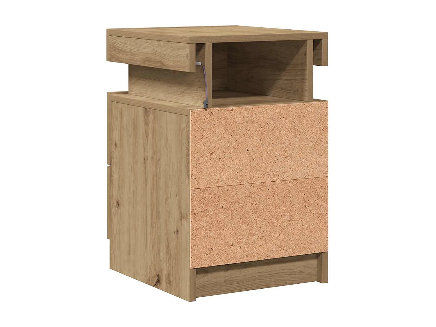 Table de chevet avec LED chêne artisanal bois d'ingénierie