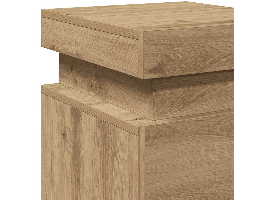 Table de chevet avec LED chêne artisanal bois d'ingénierie