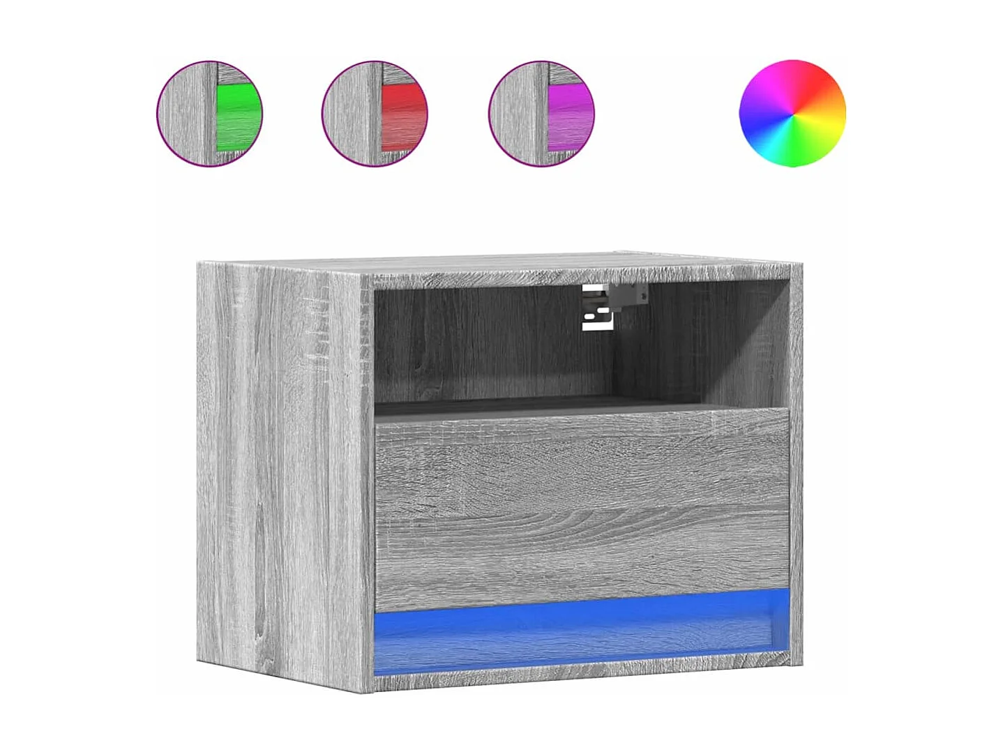 Tables de chevet murales avec lumières LED 2 pcs sonoma gris