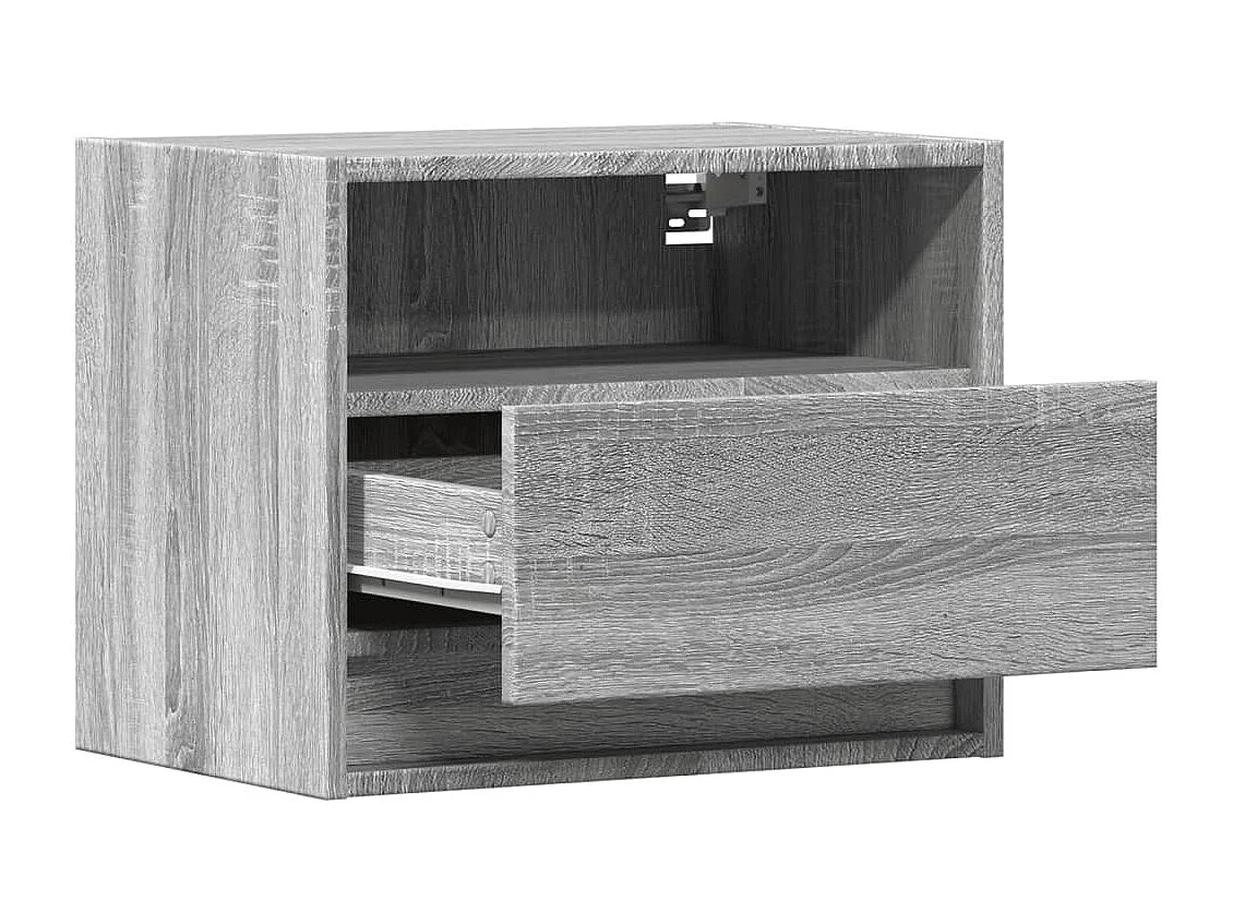 Tables de chevet murales avec lumières LED 2 pcs sonoma gris