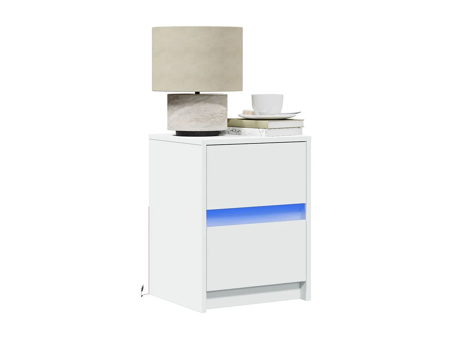 Armoire de chevet avec lumières LED blanc bois d'ingénierie