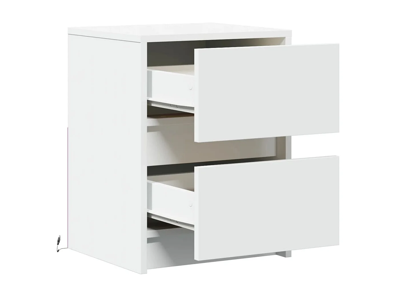 Armoire de chevet avec lumières LED blanc bois d'ingénierie