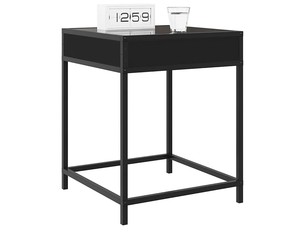Table de chevet avec LED infini noir 40x40x51 cm