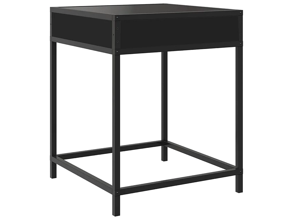 Table de chevet avec LED infini noir 40x40x51 cm