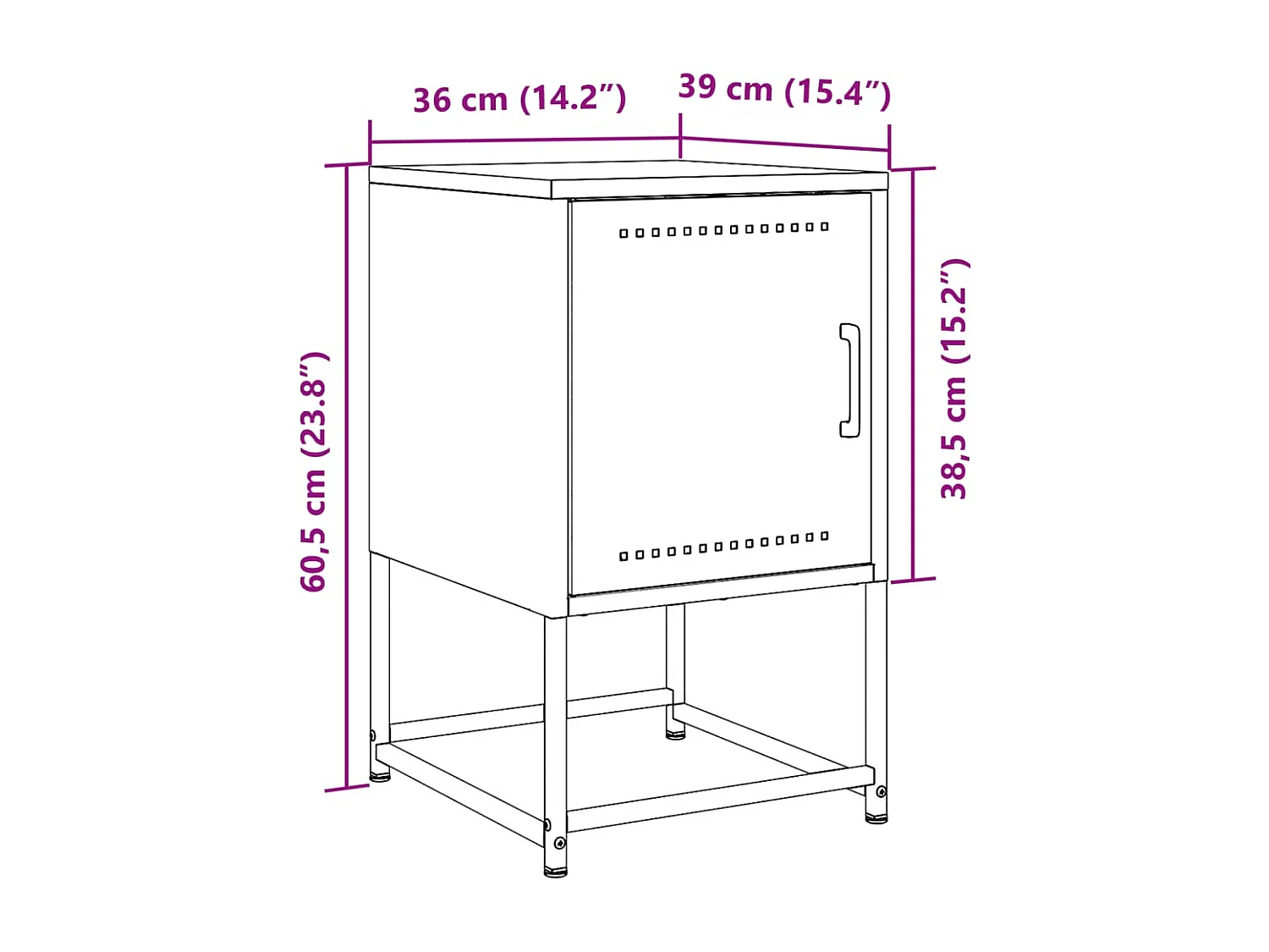 Nachtkastjes 2 st 36x39x60,5 cm staal antracietkleurig