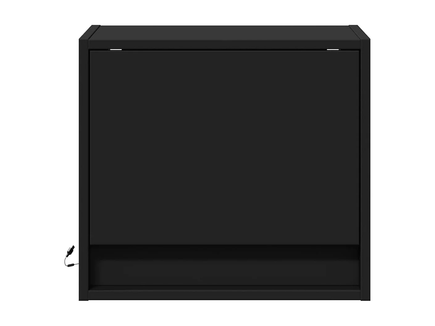 Mesas de cabeceira de parede com luzes LED 2 pcs preto