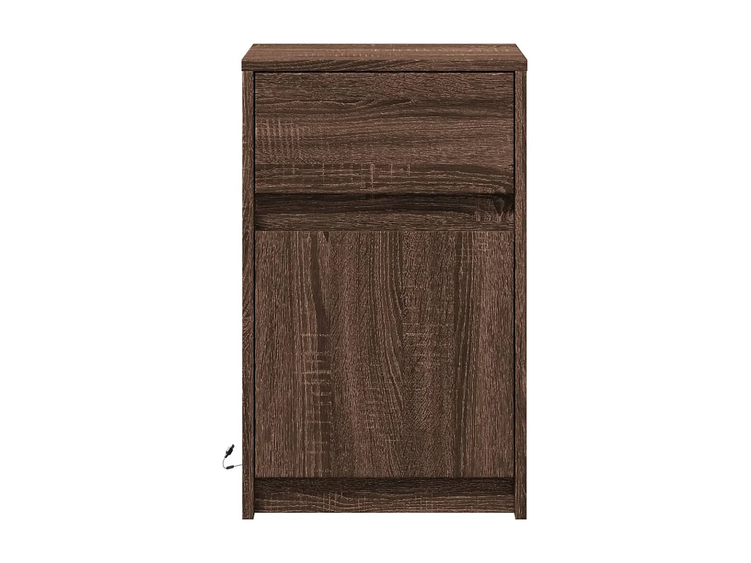 Armoire de chevet et lumières LED chêne marron bois ingénierie