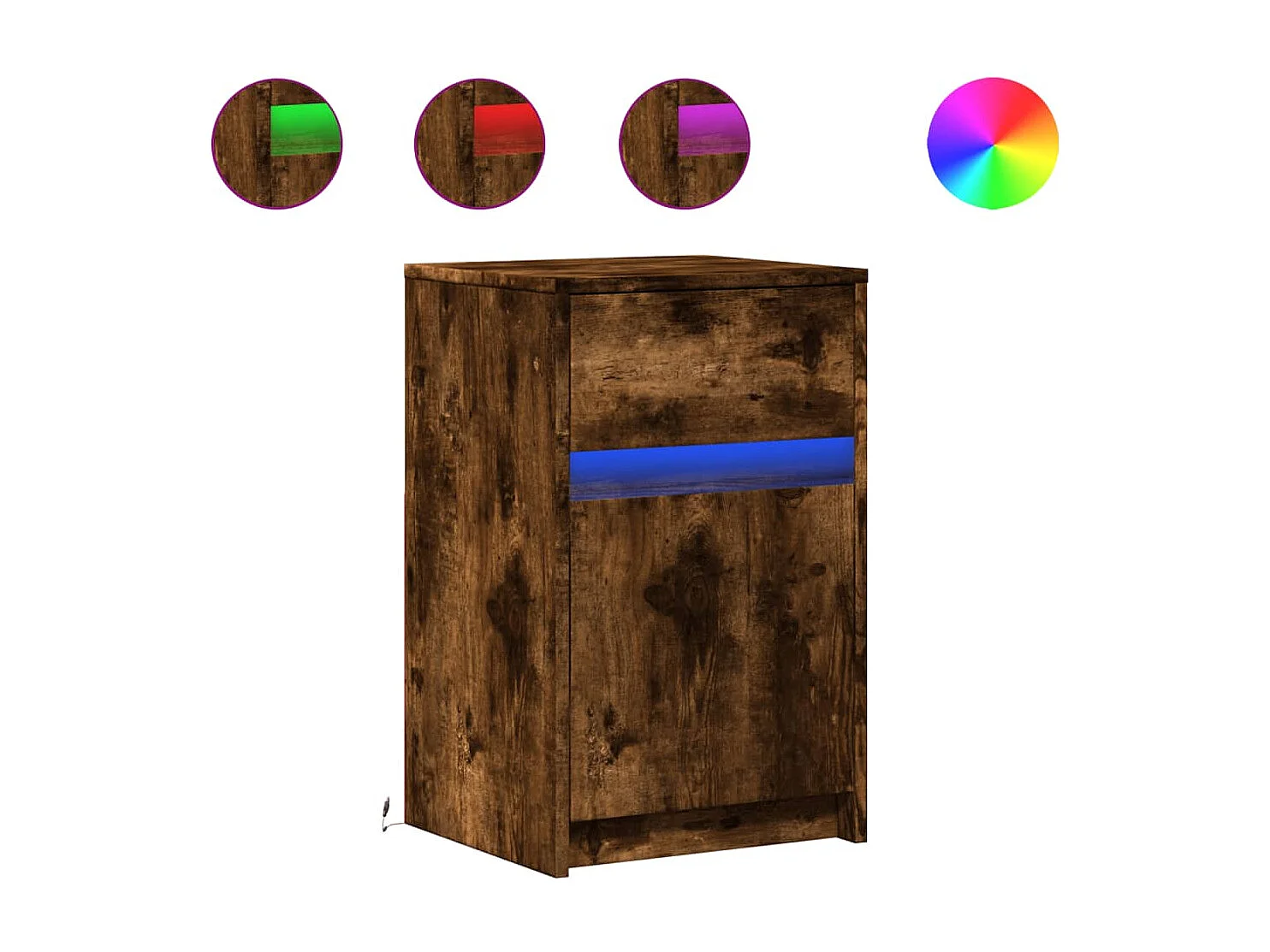 Nachttisch mit LED-Leuchten Räuchereiche Holzwerkstoff