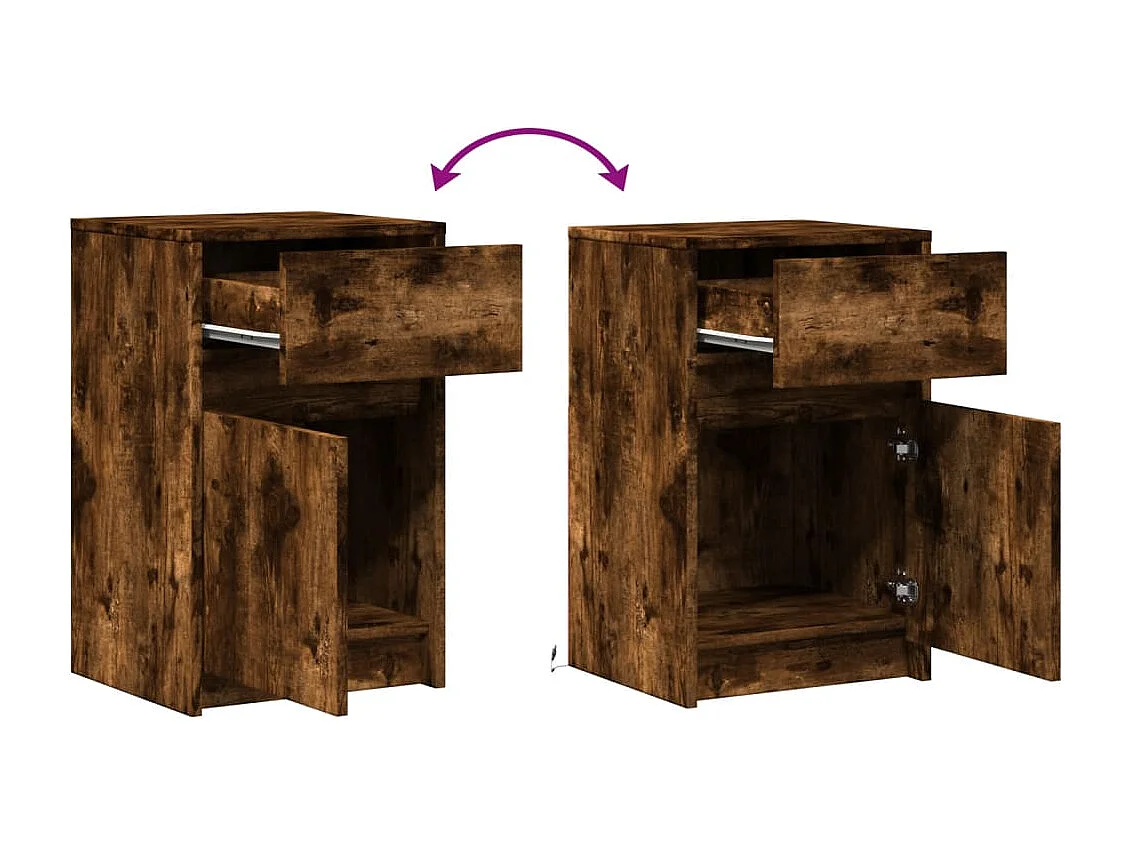 Nachttisch mit LED-Leuchten Räuchereiche Holzwerkstoff