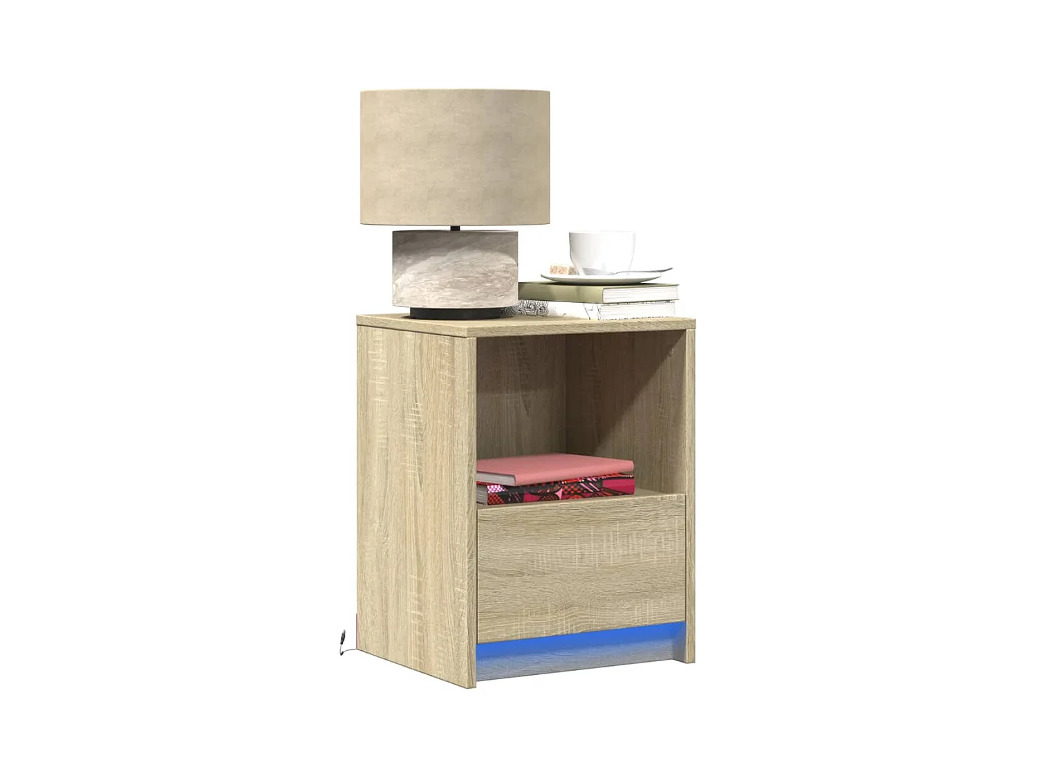 Armoires de chevet et lumières LED 2 pcs chêne sonoma