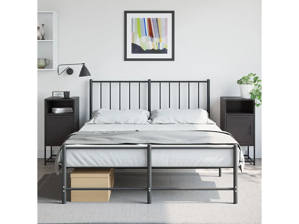 Nachttische 2 Stk. Schwarz 36x39x78 cm Stahl