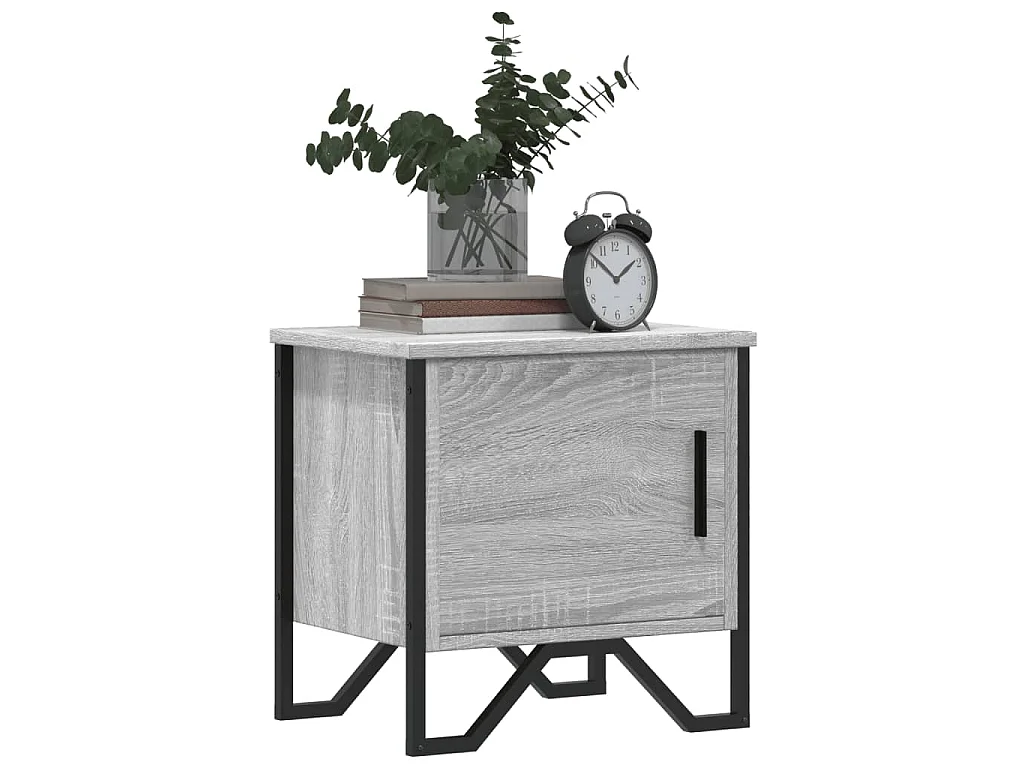 Nachtkastje 40x30x40 cm bewerkt hout grijs sonoma eikenkleurig
