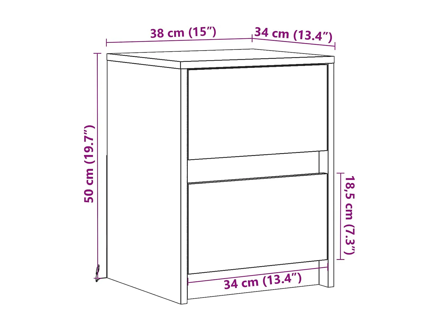 Armoires de chevet et lumières LED 2pcs blanc bois d'ingénierie