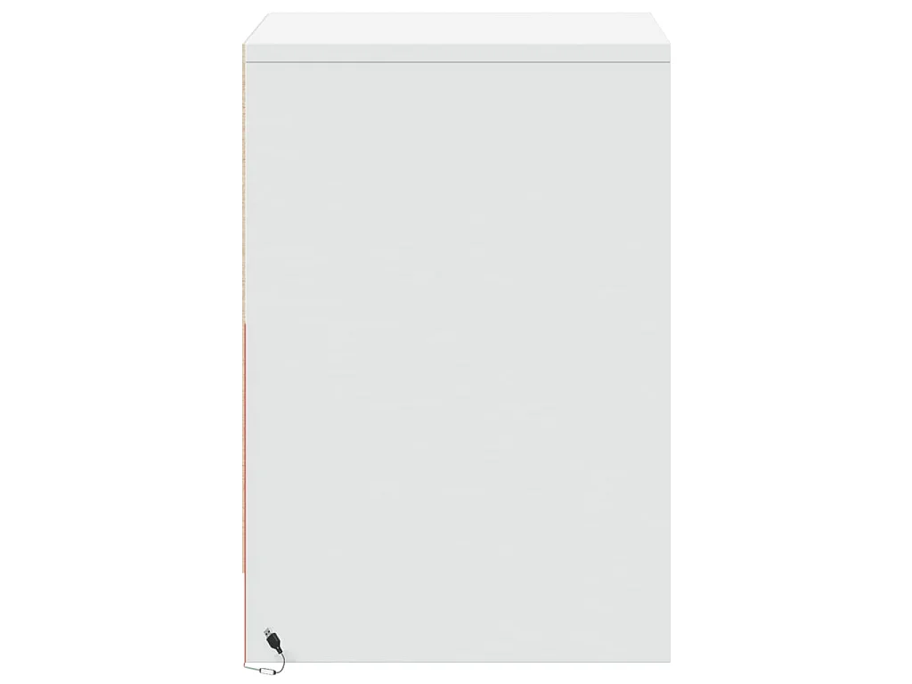 Armoires de chevet et lumières LED 2pcs blanc bois d'ingénierie
