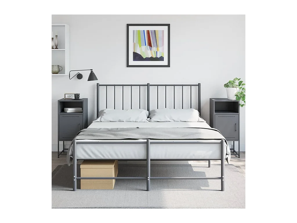 Tables de chevet 2 pcs anthracite 36x39x78 cm acier
