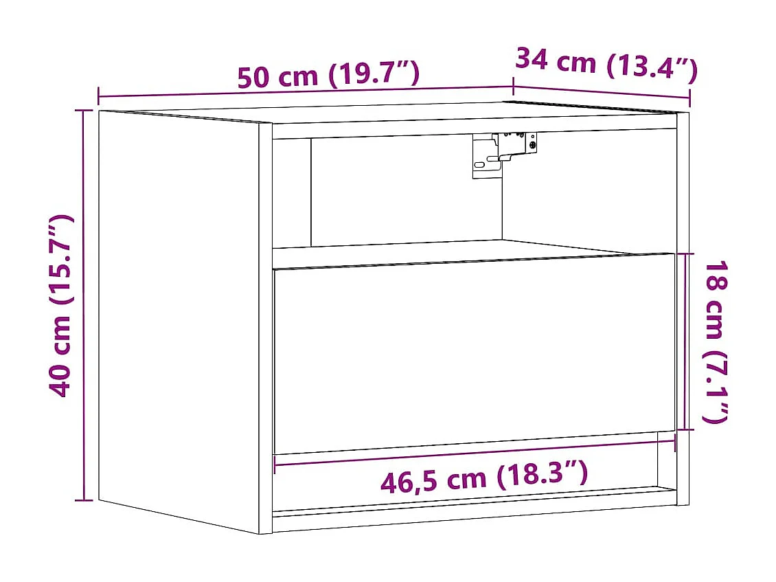 Tables de chevet murales avec lumières LED 2 pcs chêne sonoma