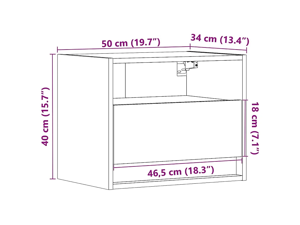 Comodini a Parete con luci LED 2 pz Rovere Sonoma