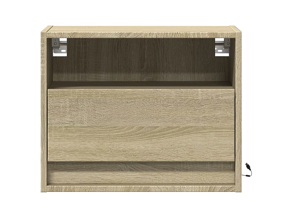 Comodini a Parete con luci LED 2 pz Rovere Sonoma