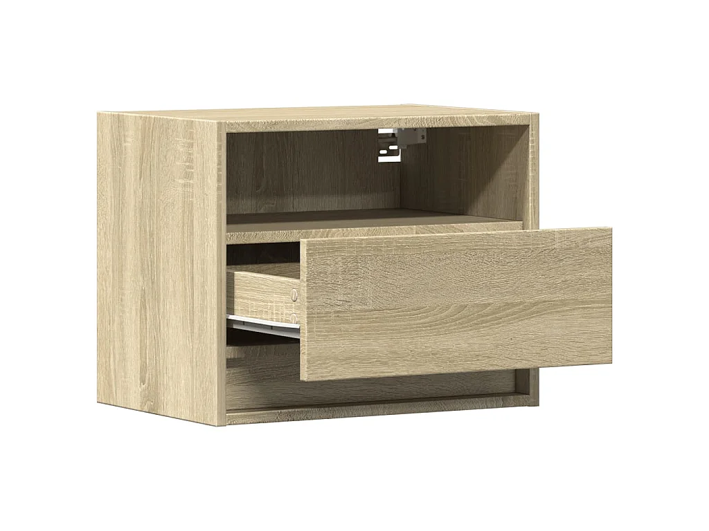 Comodini a Parete con luci LED 2 pz Rovere Sonoma