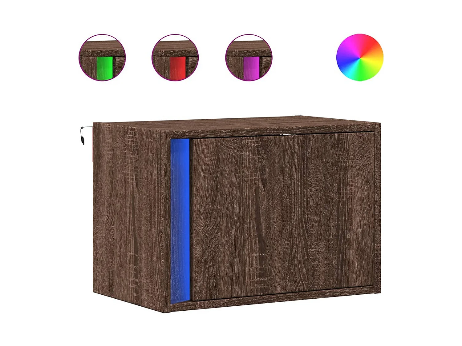 Tables de chevet murales avec lumières LED 2 pcs chêne marron