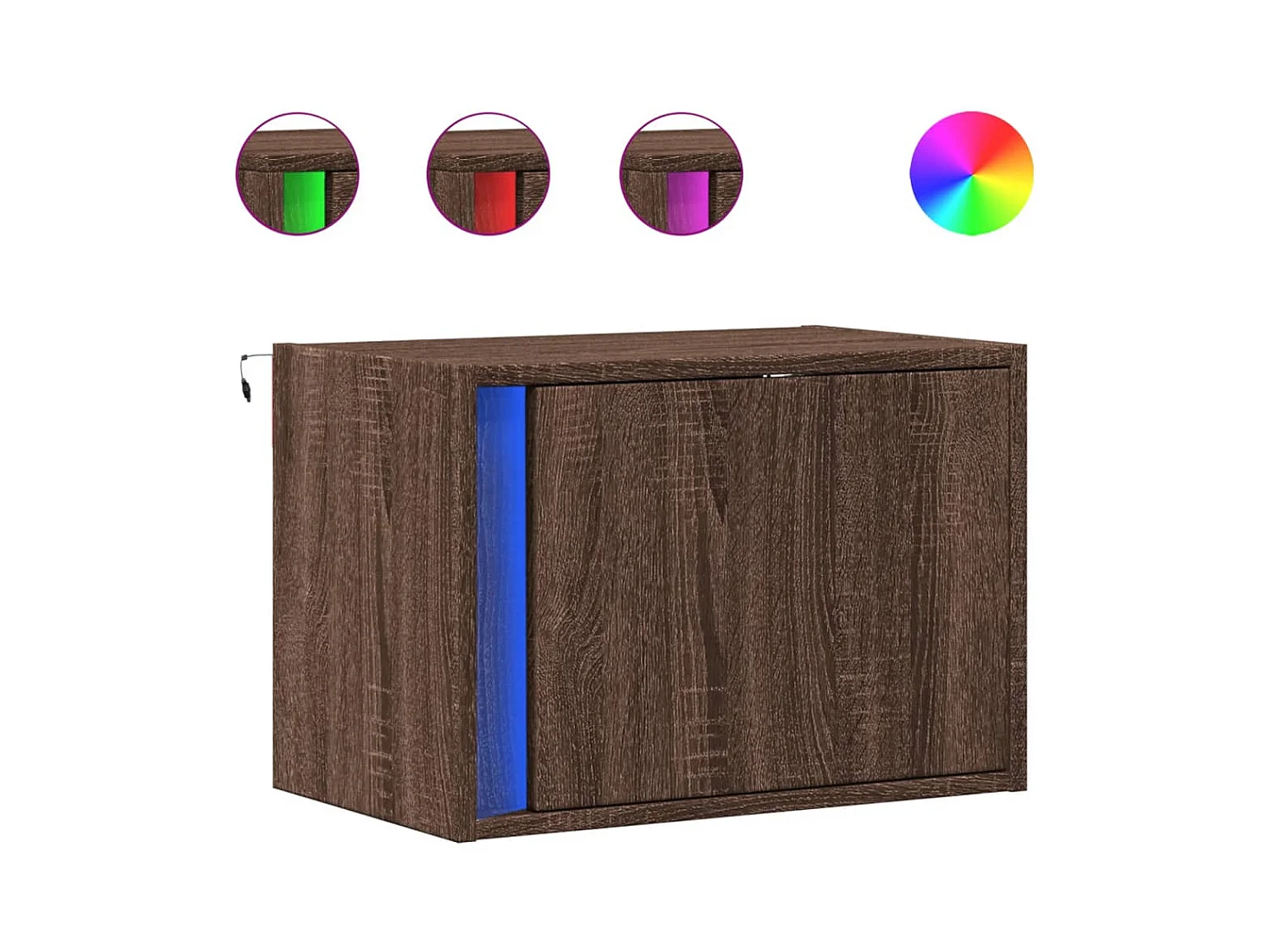 Tables de chevet murales avec lumières LED 2 pcs chêne marron