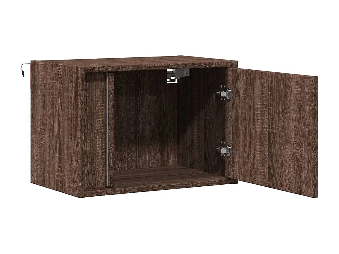 Tables de chevet murales avec lumières LED 2 pcs chêne marron