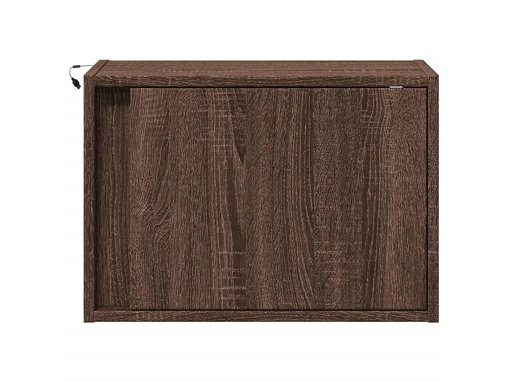 Comodini a Parete con luci LED 2 pz Rovere Marrone