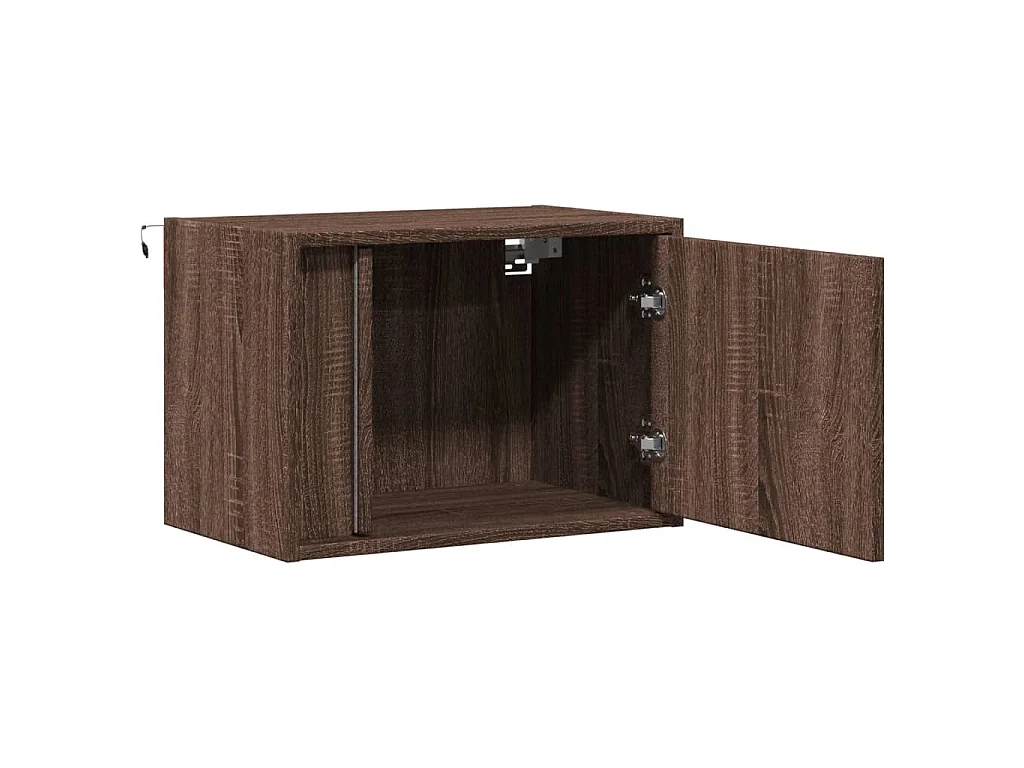 Comodini a Parete con luci LED 2 pz Rovere Marrone