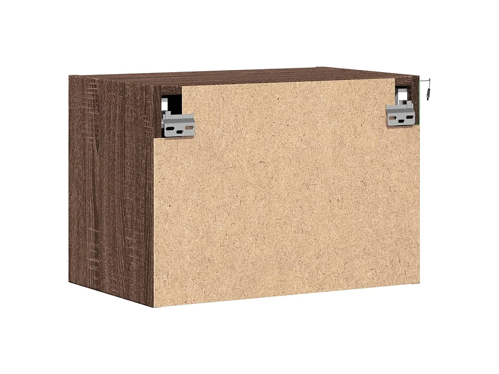 Comodini a Parete con luci LED 2 pz Rovere Marrone