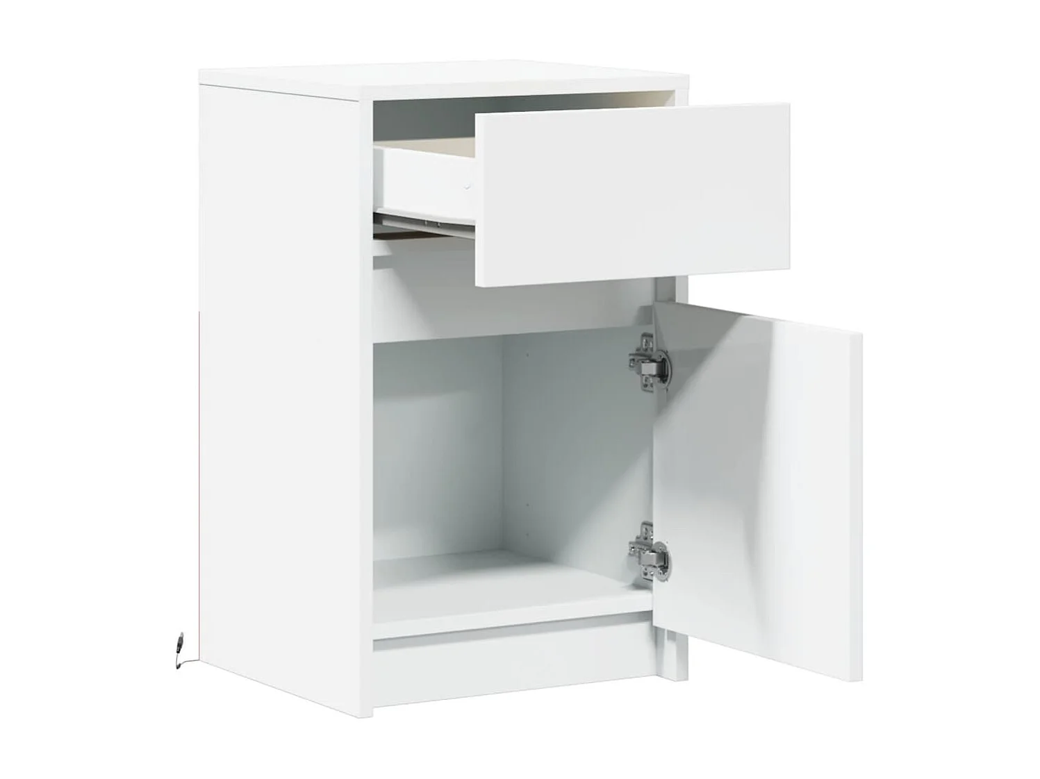 Armoires de chevet et lumières LED 2pcs blanc bois d'ingénierie