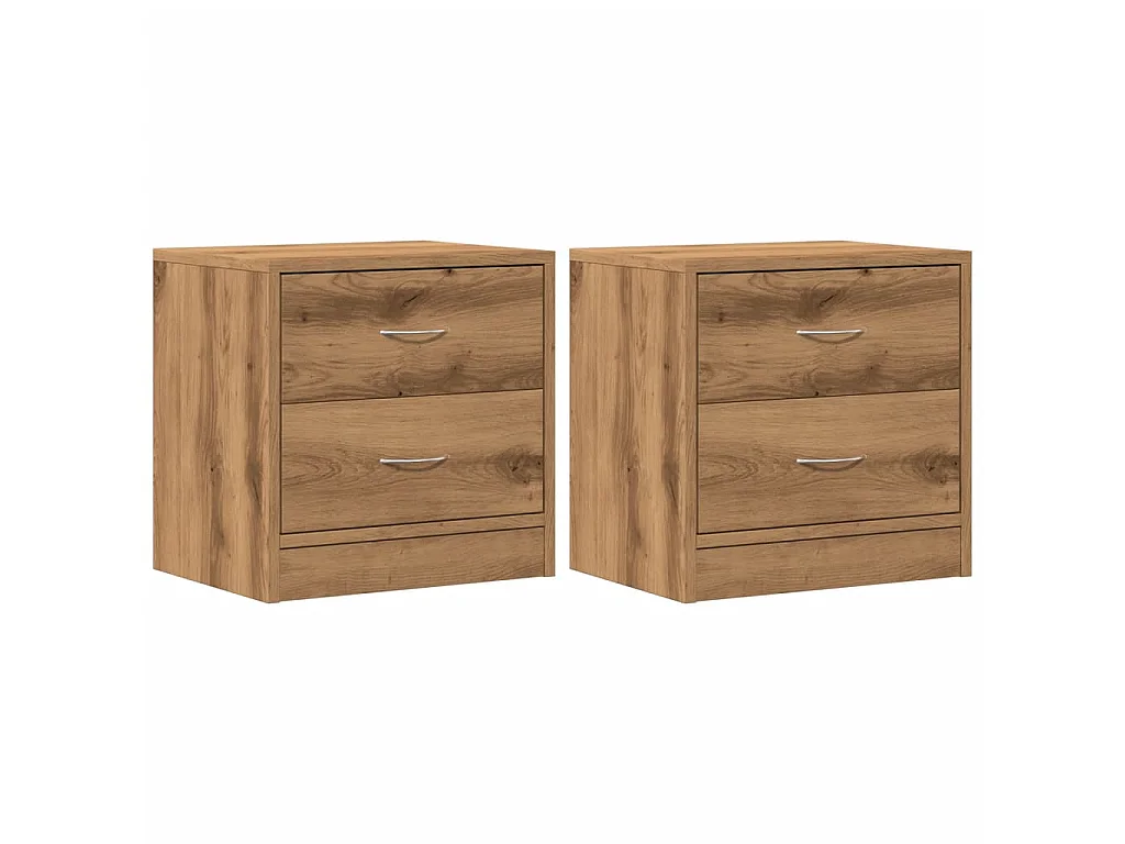 Nachtkastjes 2 st 40x30x40 cm bewerkt hout artisanaal eiken