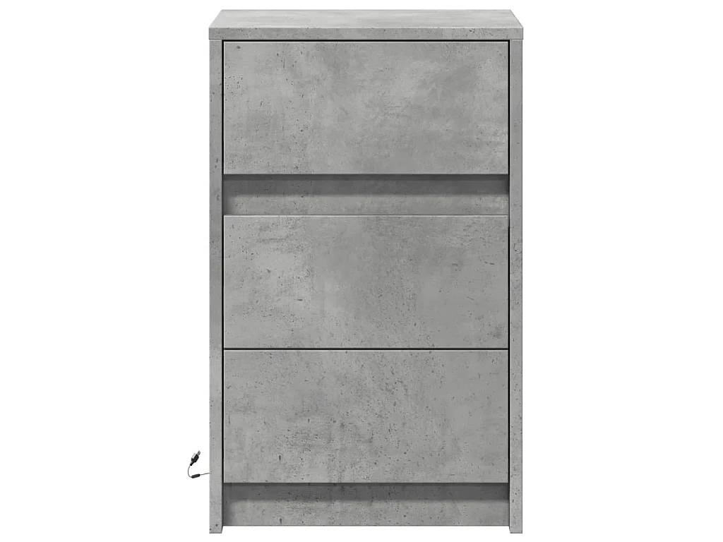 Comodino con Luci LED Grigio Cemento in Legno Multistrato
