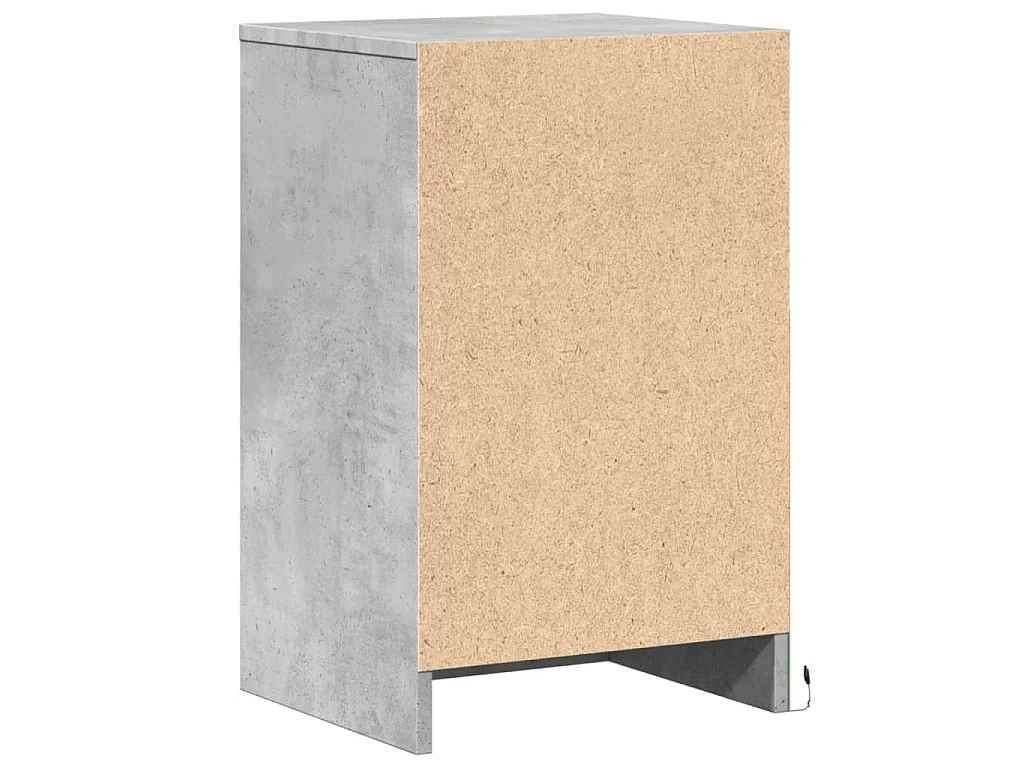 Comodino con Luci LED Grigio Cemento in Legno Multistrato
