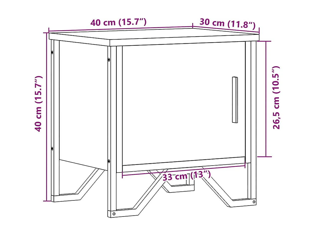Table de chevet chêne marron 40x30x40 cm bois d'ingénierie