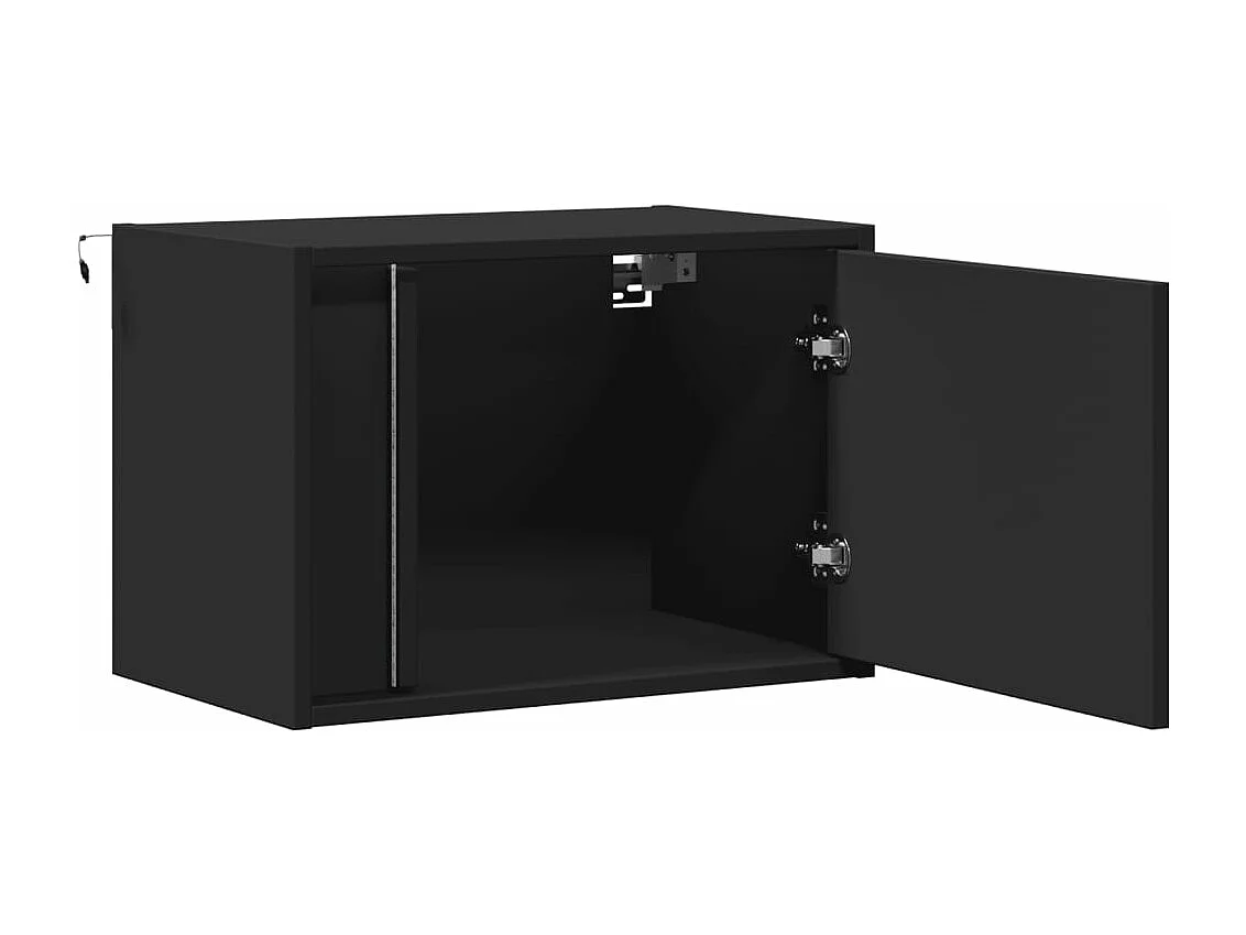 Tables de chevet murales avec lumières LED 2 pcs noir