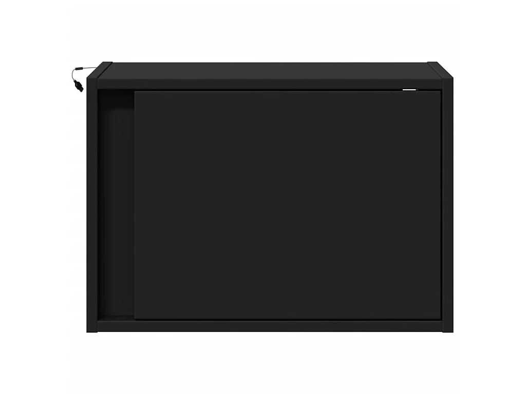 Tables de chevet murales avec lumières LED 2 pcs noir