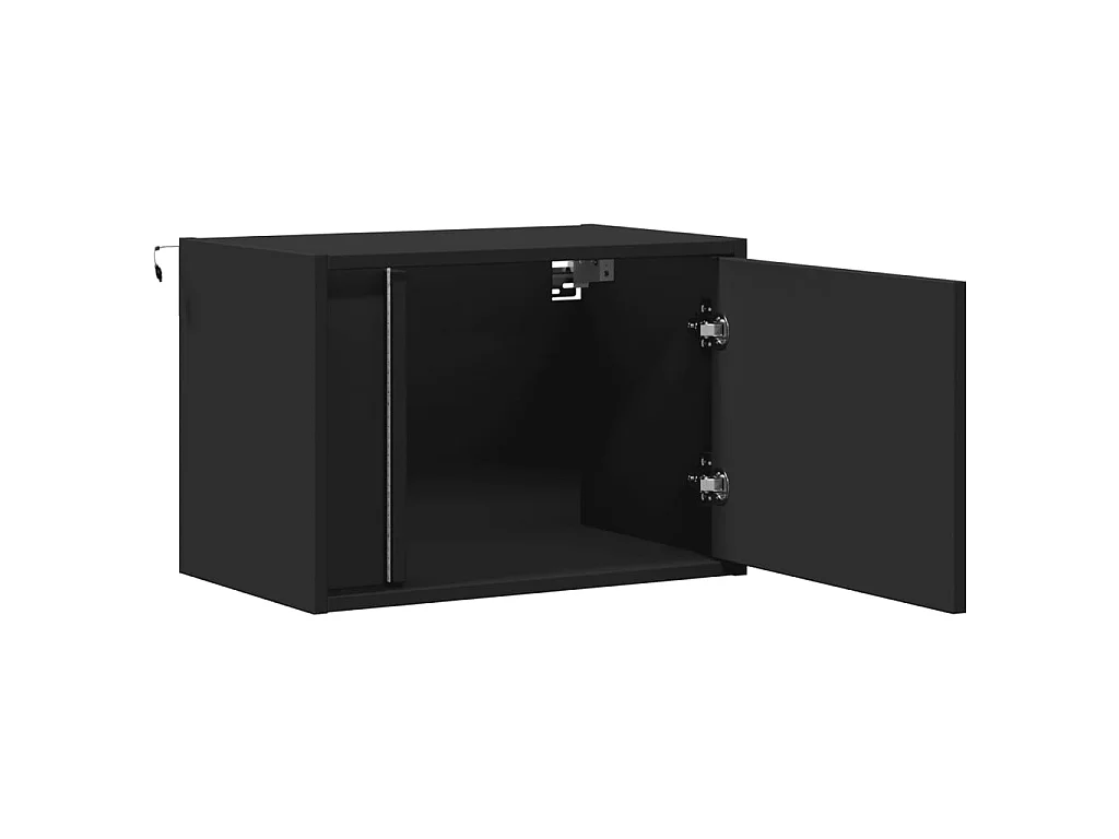 Tables de chevet murales avec lumières LED 2 pcs noir