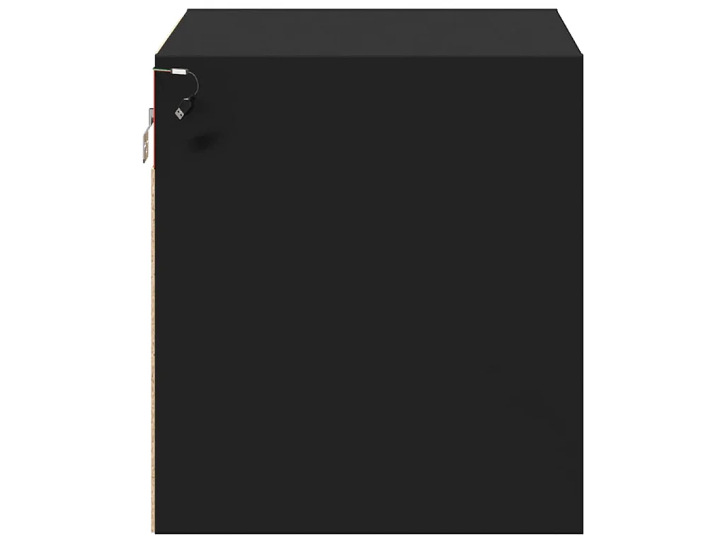 Tables de chevet murales avec lumières LED 2 pcs noir