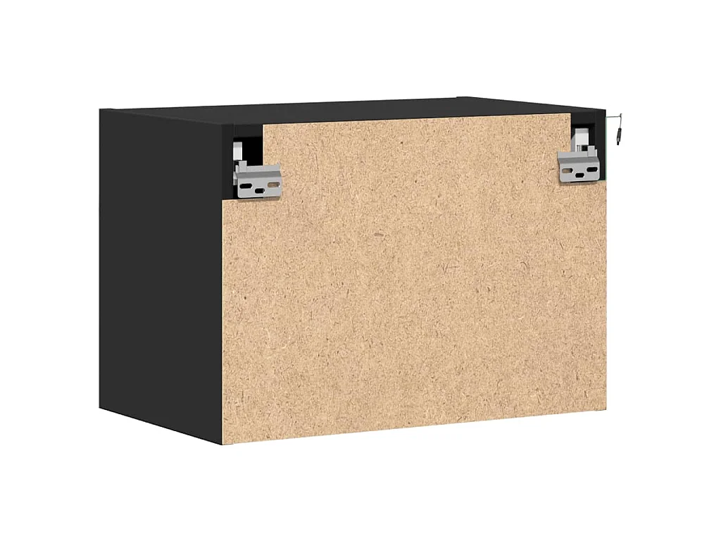 Tables de chevet murales avec lumières LED 2 pcs noir