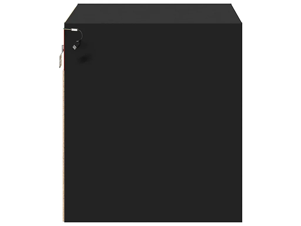 Tables de chevet murales avec lumières LED 2 pcs noir
