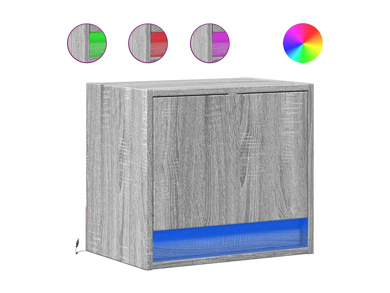 Wand-Nachttische mit LED-Leuchten 2 Stk. Grau Sonoma