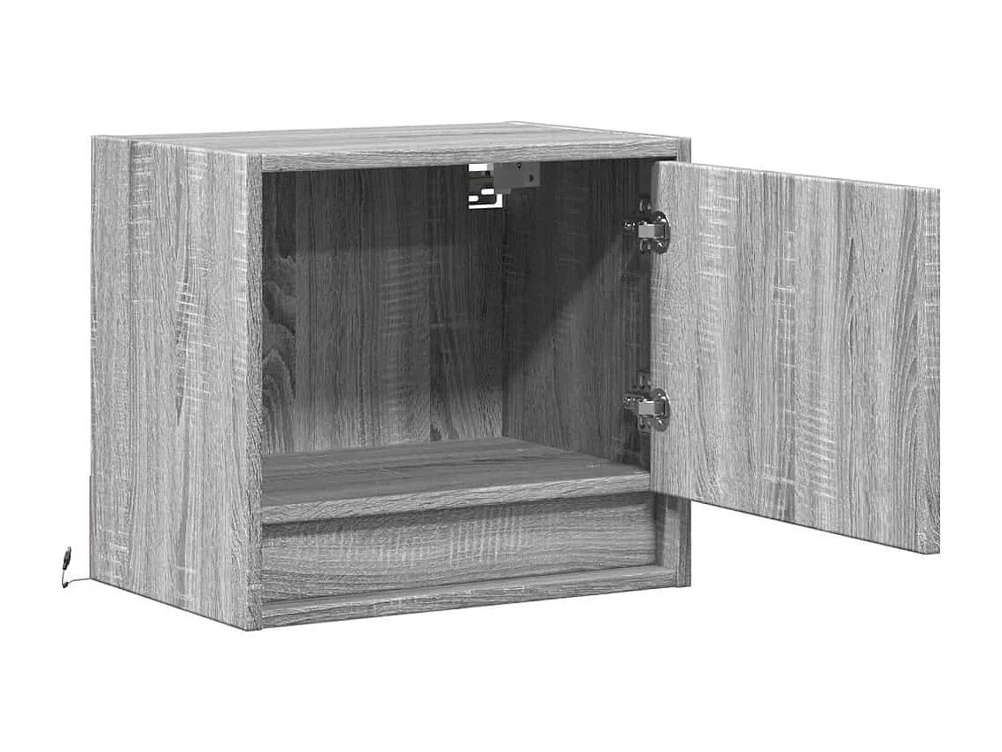 Tables de chevet murales avec lumières LED 2 pcs sonoma gris