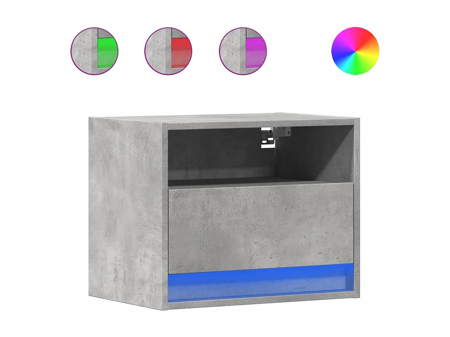 Mesas de cabeceira de parede c/ luzes LED 2pcs cinzento cimento