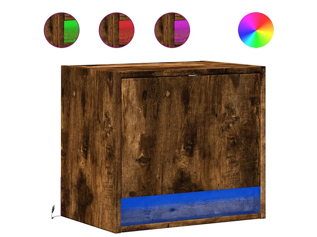 Wand-Nachttische mit LED-Leuchten 2 Stk. Räuchereiche