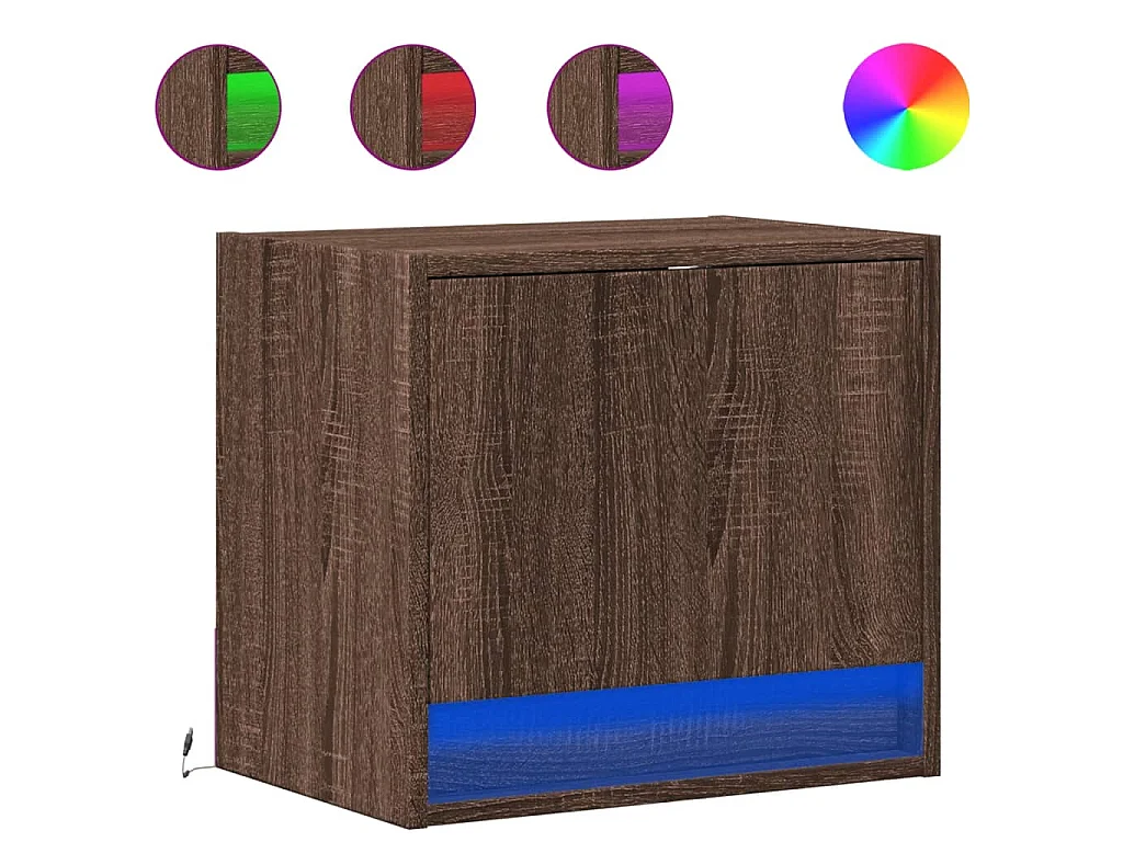 Nachtkastjes met LED's 2 st wandgemonteerd bruin eikenkleur