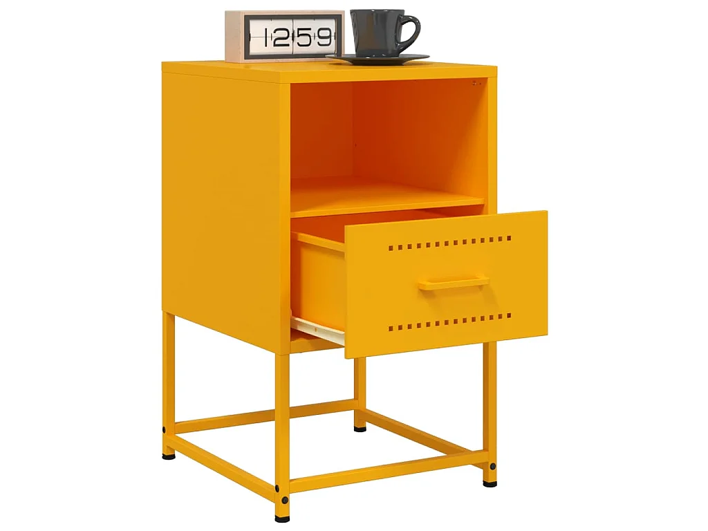 Tables de chevet 2 pcs jaune moutarde 36x39x60,5 cm acier